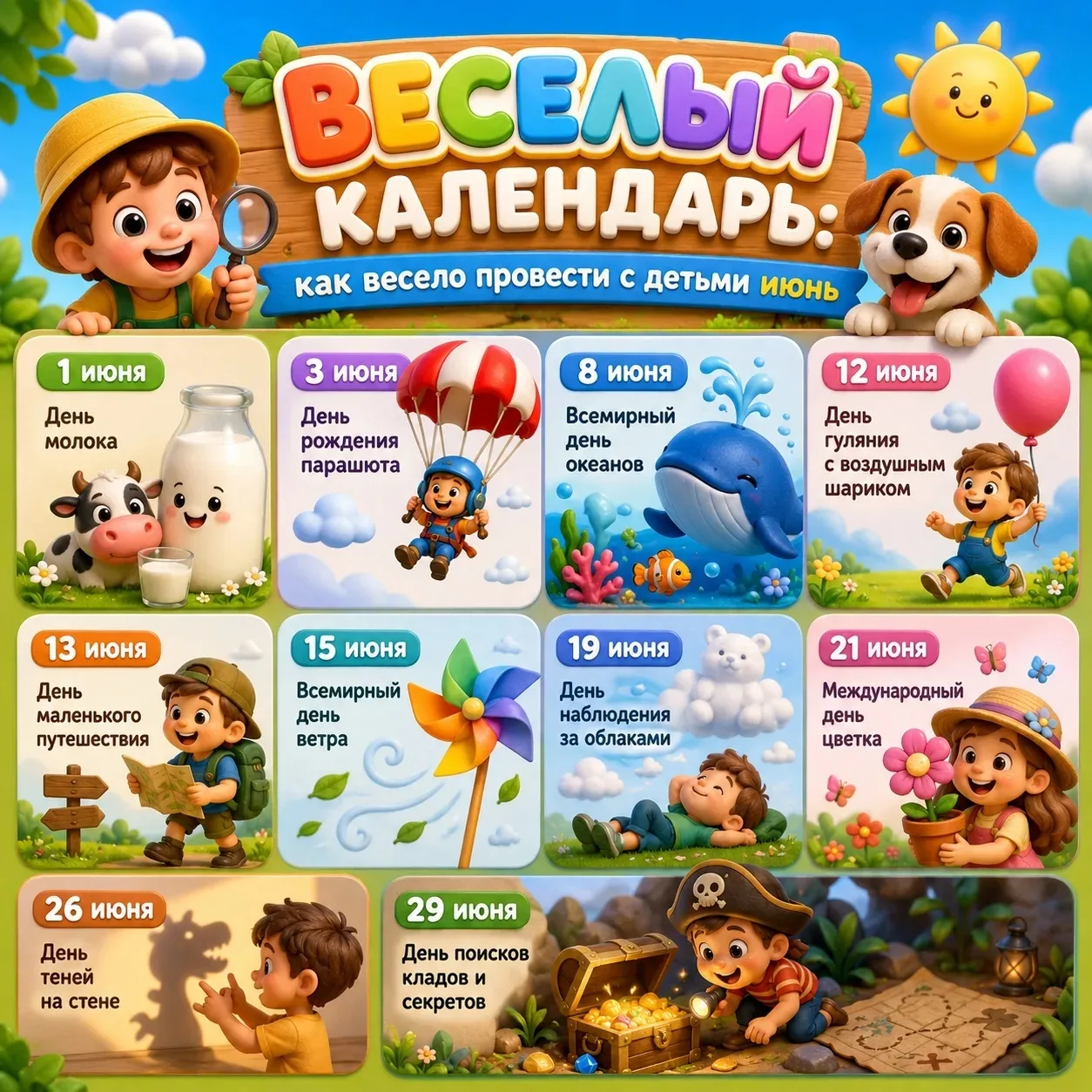 ИЮНЬ С ДЕТЬМИ — ЭТО ВЕСЕЛО!
⁣
Мы собрали для вас отличные идеи, чтобы провести июнь с детьми весело 