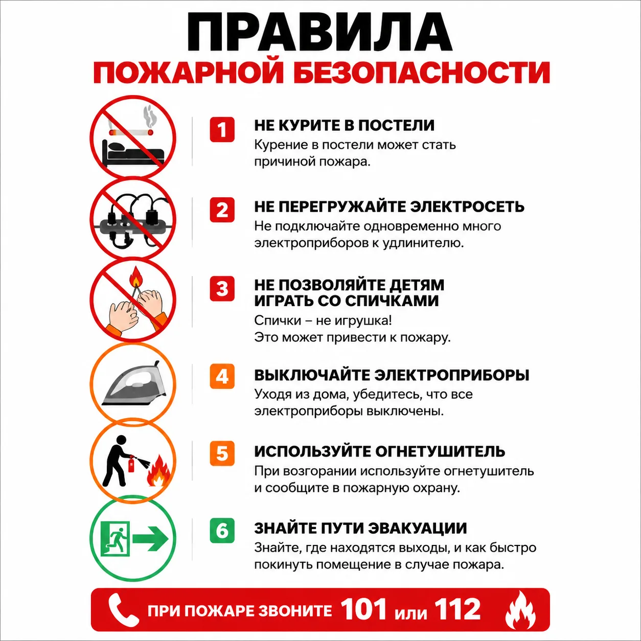 Огонь не прощает ошибок: 6 простых правил, которые спасают жизнь:

1. Не курите в постели – непотуше