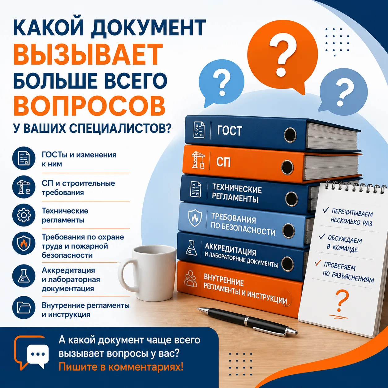 Какой нормативный документ вызывает у ваших специалистов больше всего вопросов? 🤔

Есть документы, 