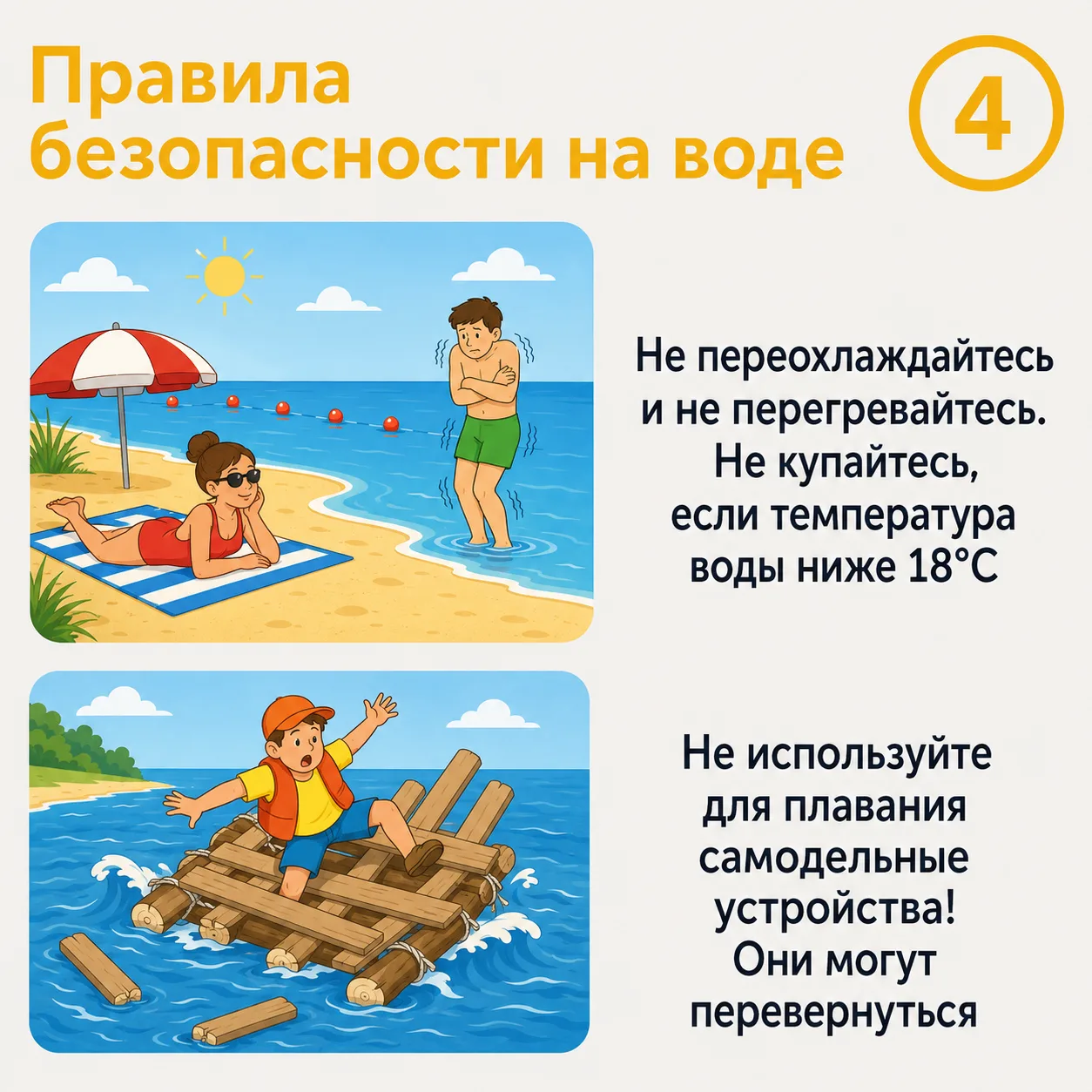 Напоминаем правила безопасности на воде 🌊☀️

Наступило лето, а вместе с ним — долгожданные каникулы