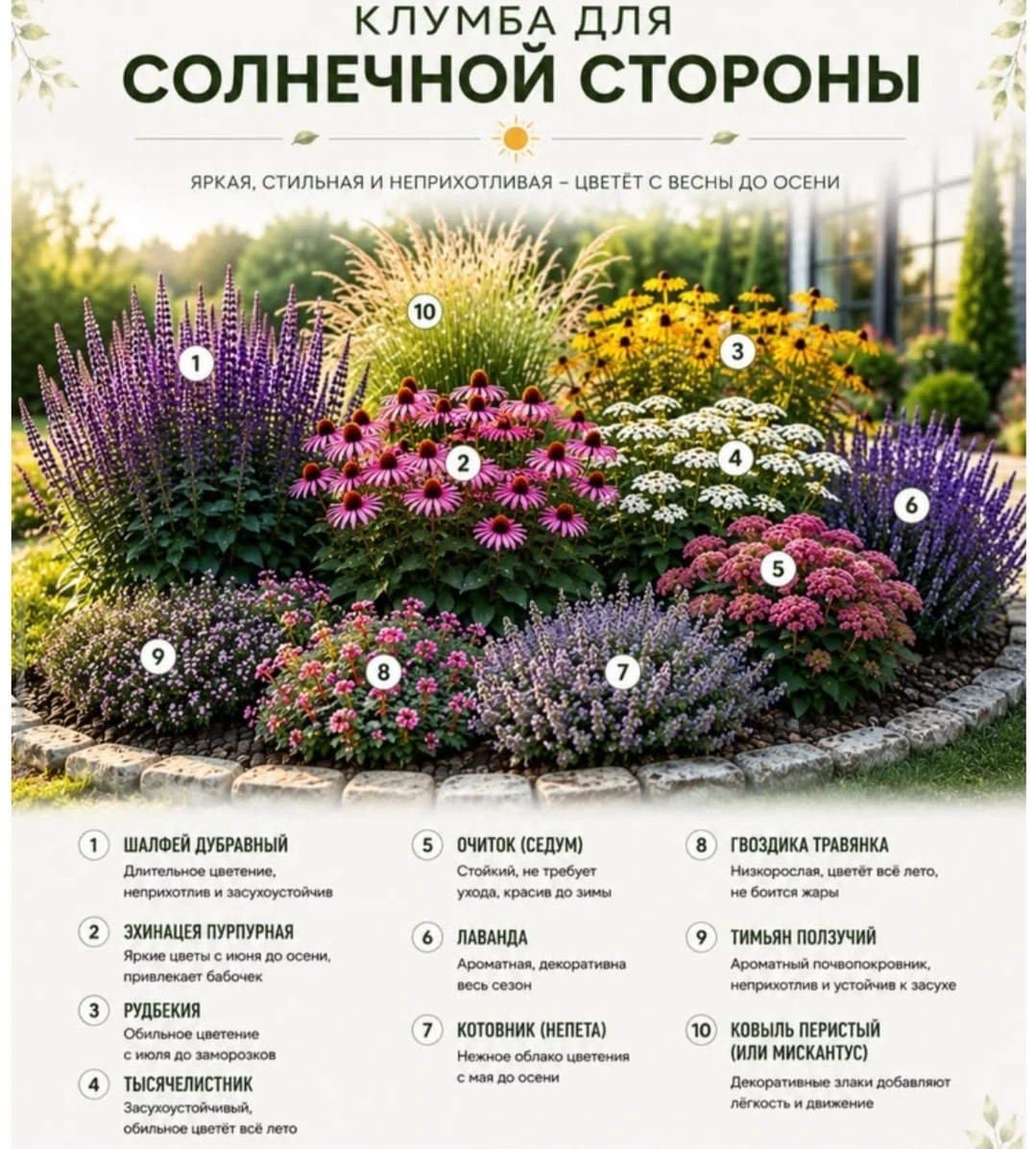 КРАСИВО? Да. 
Но что здесь не так?!
Опытные садоводы сразу увидят подвохи:
✅️ Одинаковая высота шалф