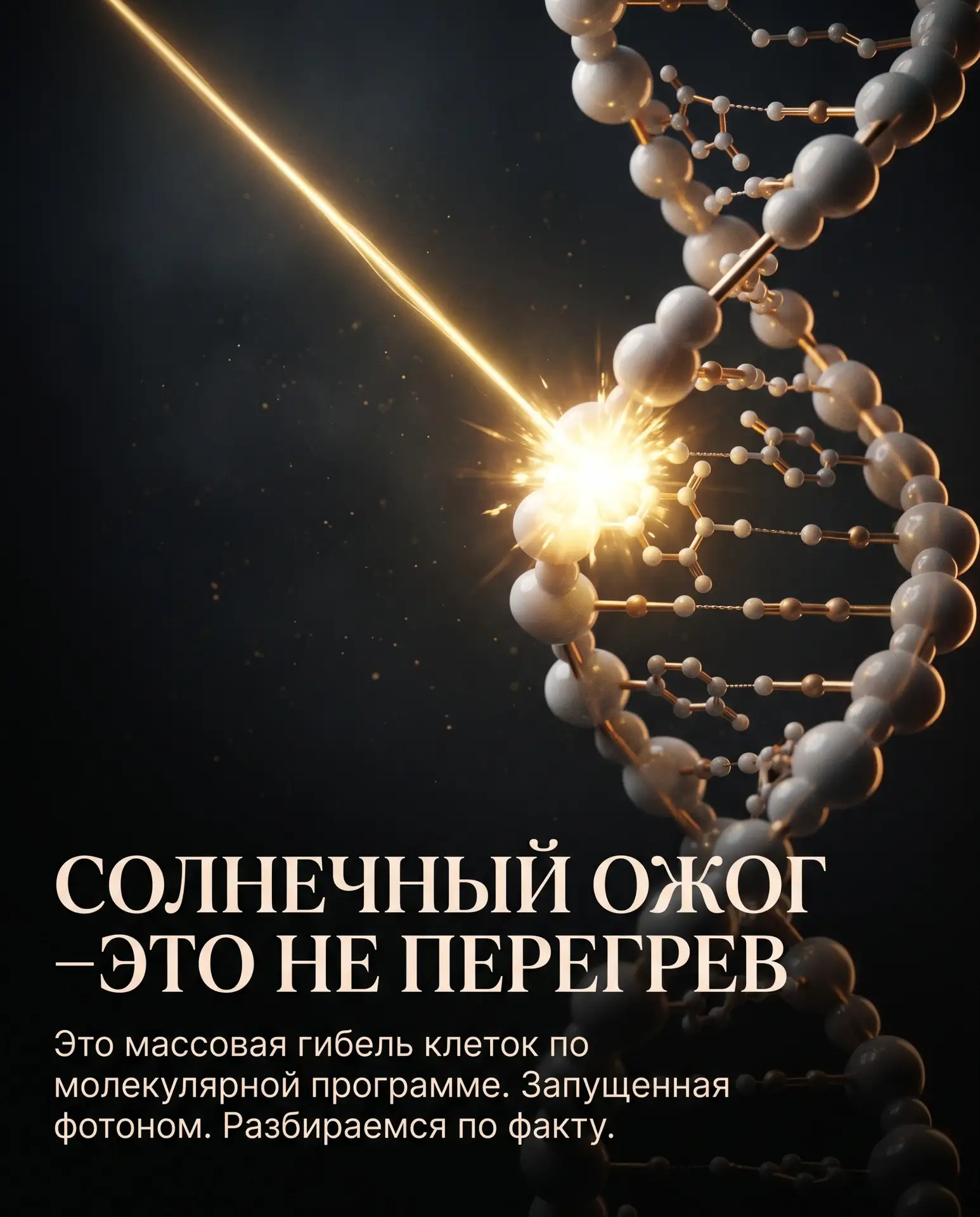 Солнечный ожог - это не «кожа перегрелась». Это запрограммированная гибель клеток, запущенная одним 