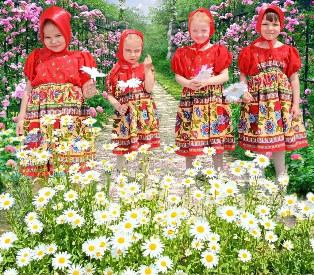 Погляди скорее щёчки розовеют, красненький платочек, платьице в цветочек. Пухленькие крошки-русские 