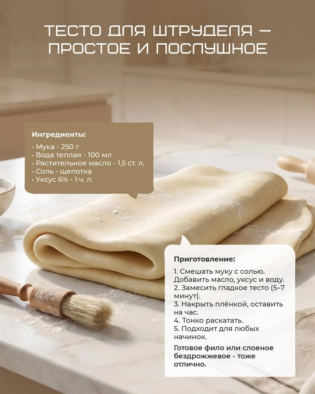 🥧 Хрустящее тесто, сочная начинка и тот самый аромат свежей выпечки дома.

Штрудель — один из тех