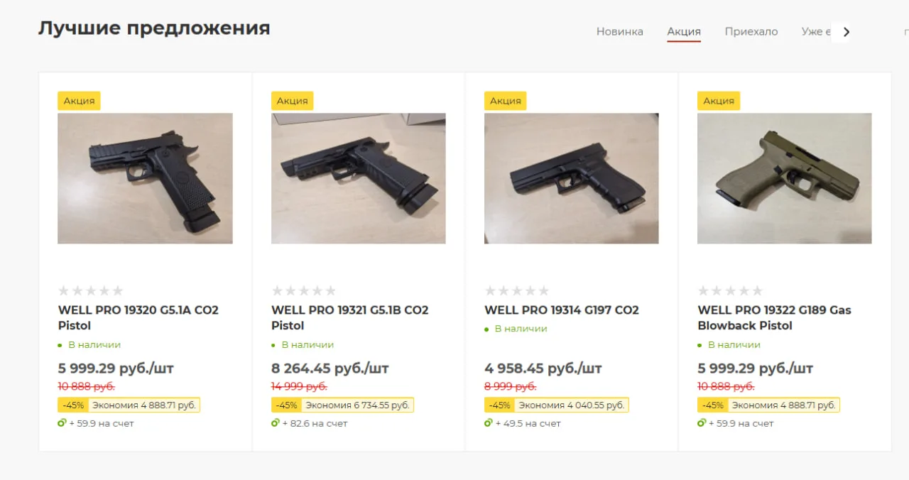 В Zorg.pro стартовала акция на серию популярных пистолетов Well Pro. Скидка достигает 45%! Отличный 