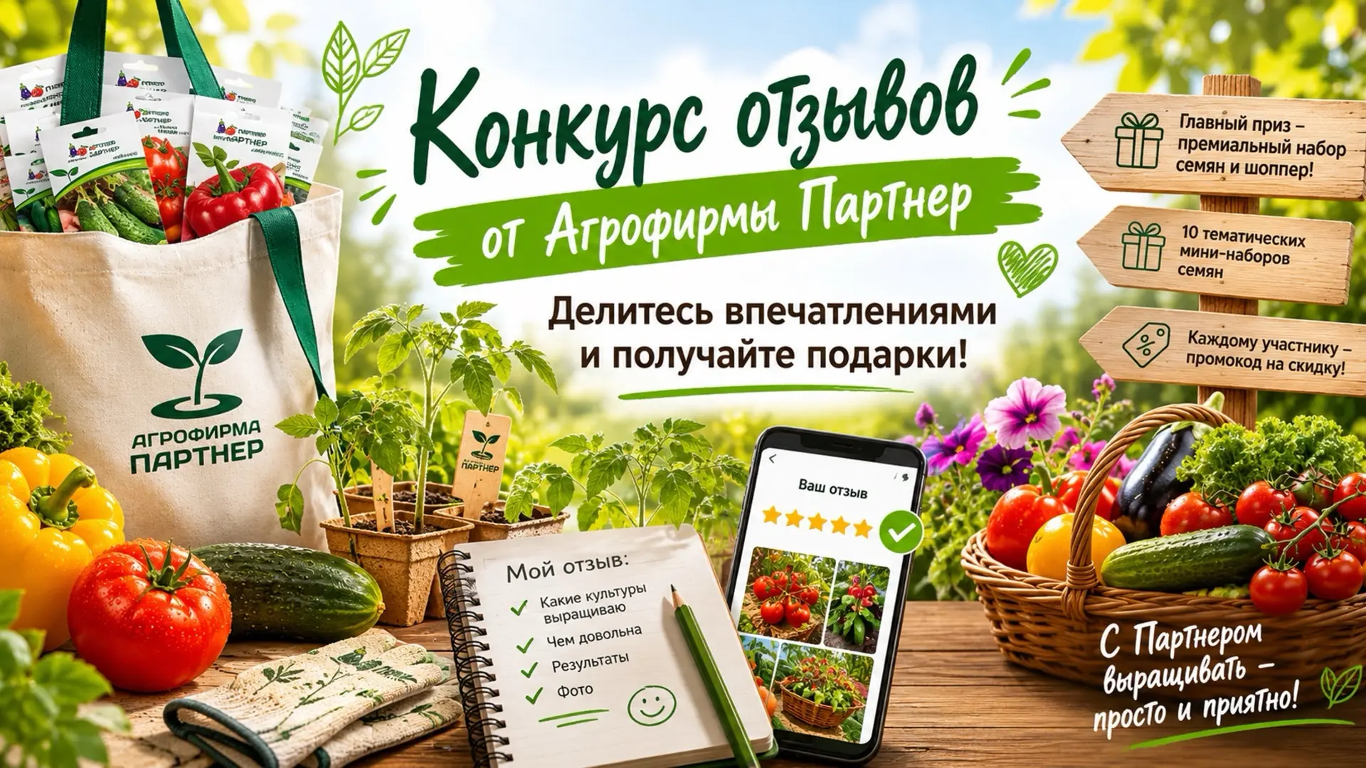 🌱 Друзья, напоминаем — конкурс отзывов от Агрофирмы Партнер продолжается!

Если вы уже выращиваете 