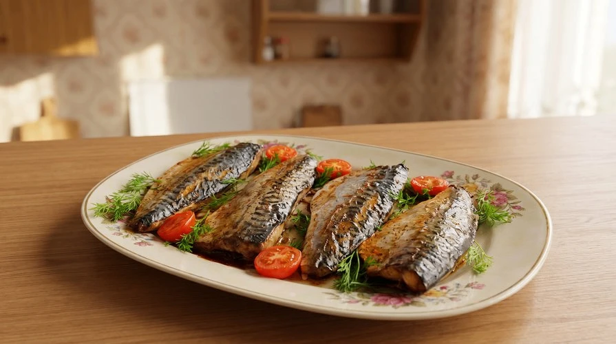 Запечённая скумбрия с ароматным маринадом
Нежное, сочное филе скумбрии в маринаде из чеснока, оливко