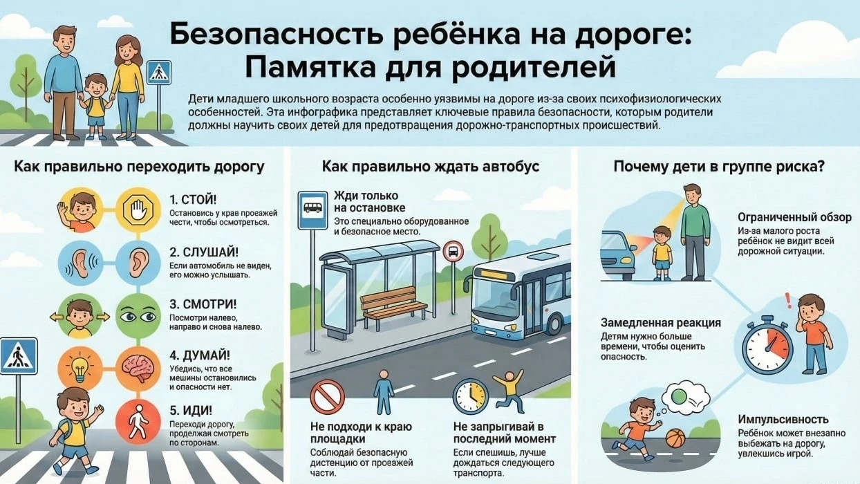 👫🚘Как должен вести себя ребёнок на дороге. Памятка для родителей.