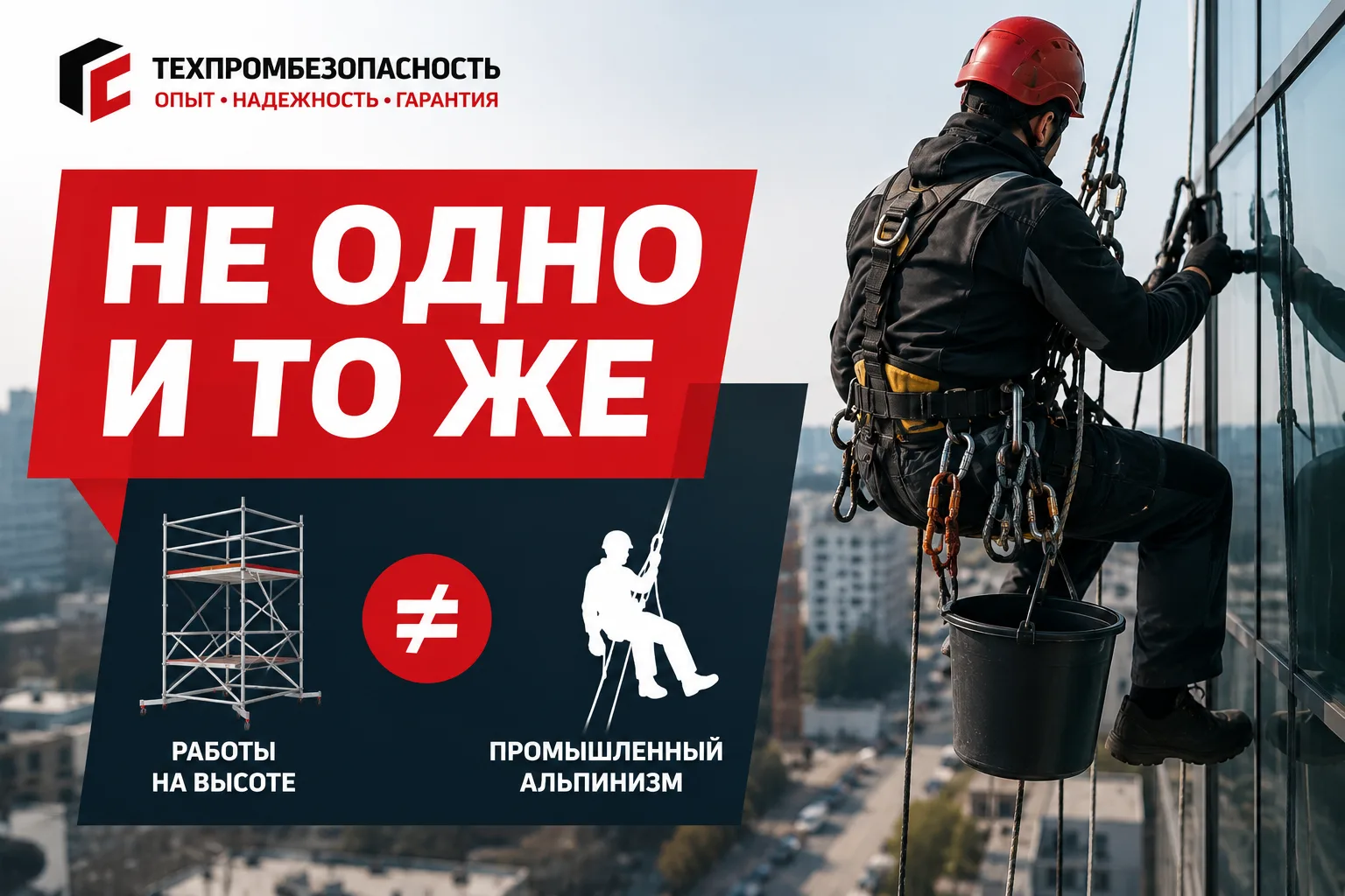 #РАЗБОР

 Многие до сих пор считают, что работы на высоте и промышленный альпинизм — это одно и то ж