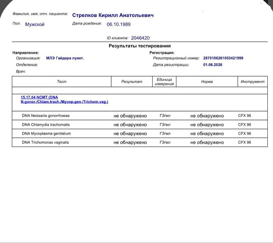Результат анализа из за которого меня вчера не взяли в протокол 🤡🤡🤡 уже сегодня 🤡🤡🤡🤡🤡🤡🤡

К
