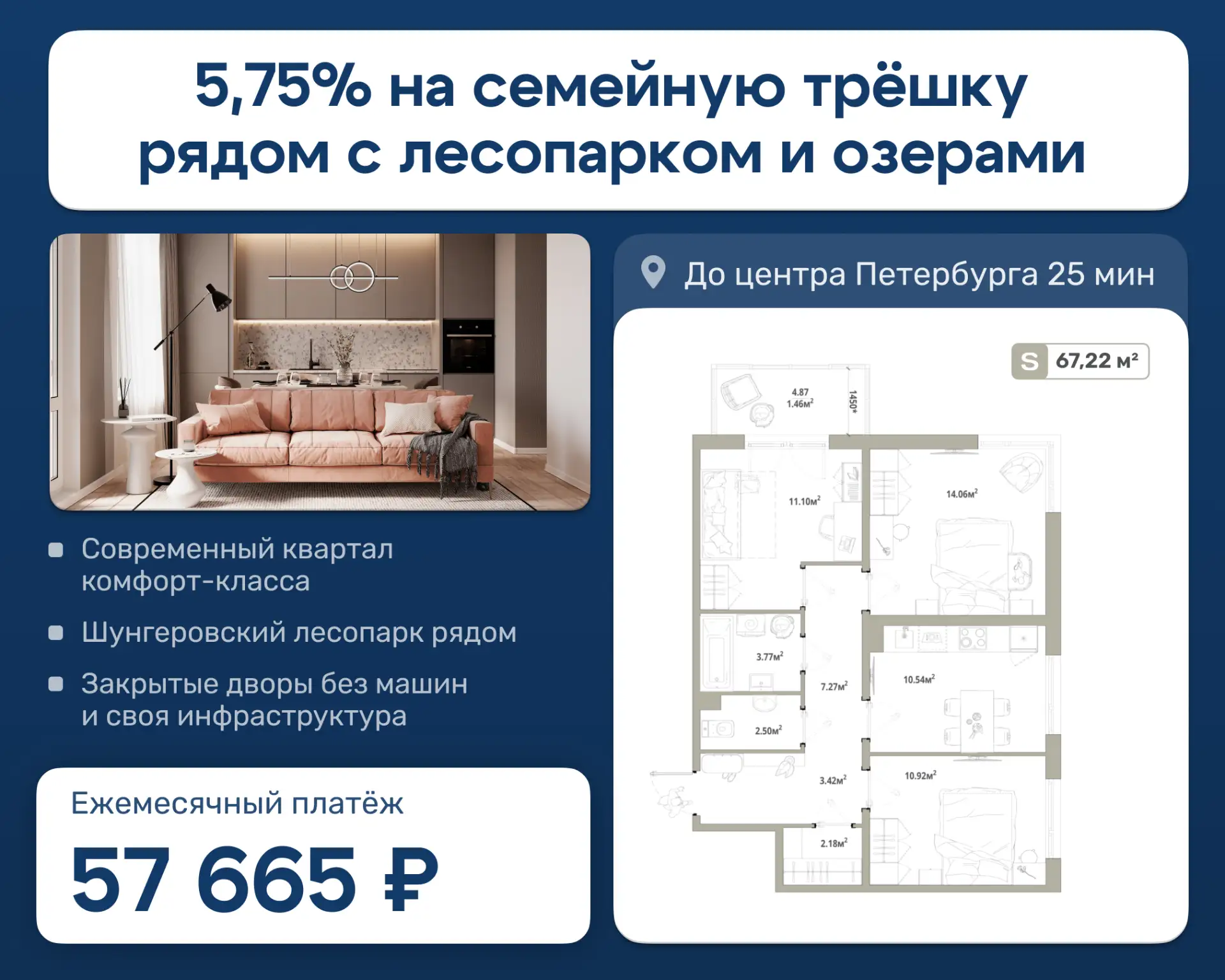 Ставка 5,75% на трехкомнатную квартиру для большой семьи

Пространство, которое растёт вместе с ваше