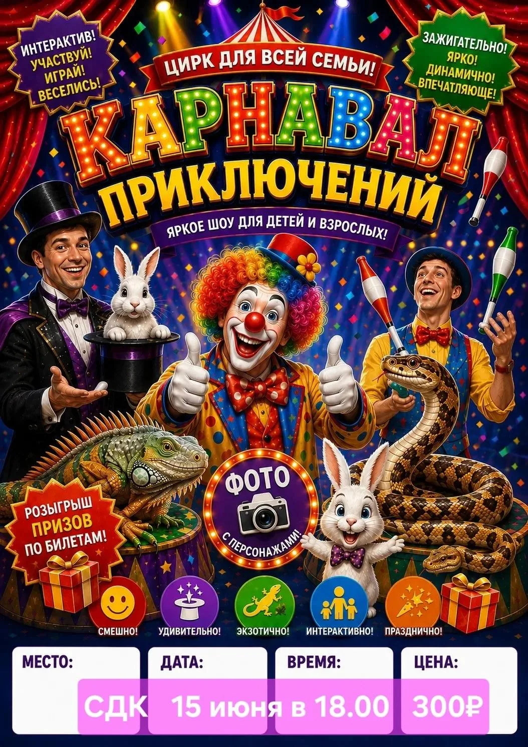 🎪 НОВИНКА! Театрализовано-цирковая программа «Карнавал приключений» 🎭✨

Приглашаем вас окунуться в
