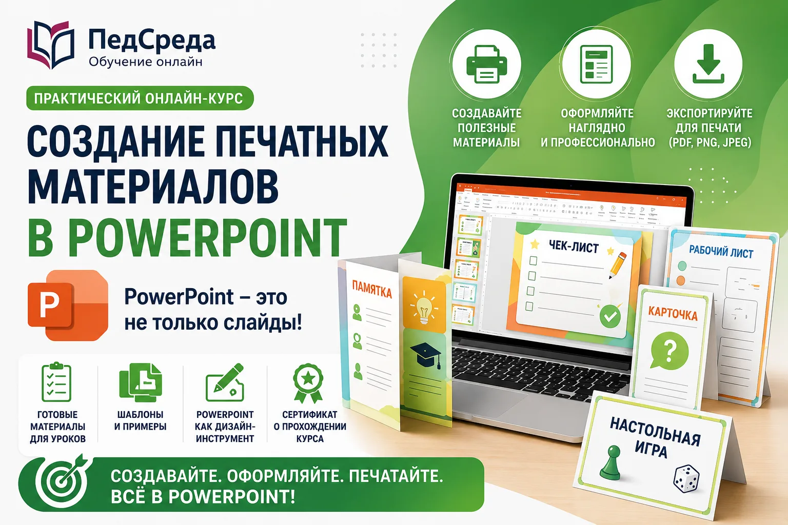 👍 PowerPoint — это не только презентации. Это ваш помощник в создании ПЕЧАТНЫХ материалов.

Вы тоже