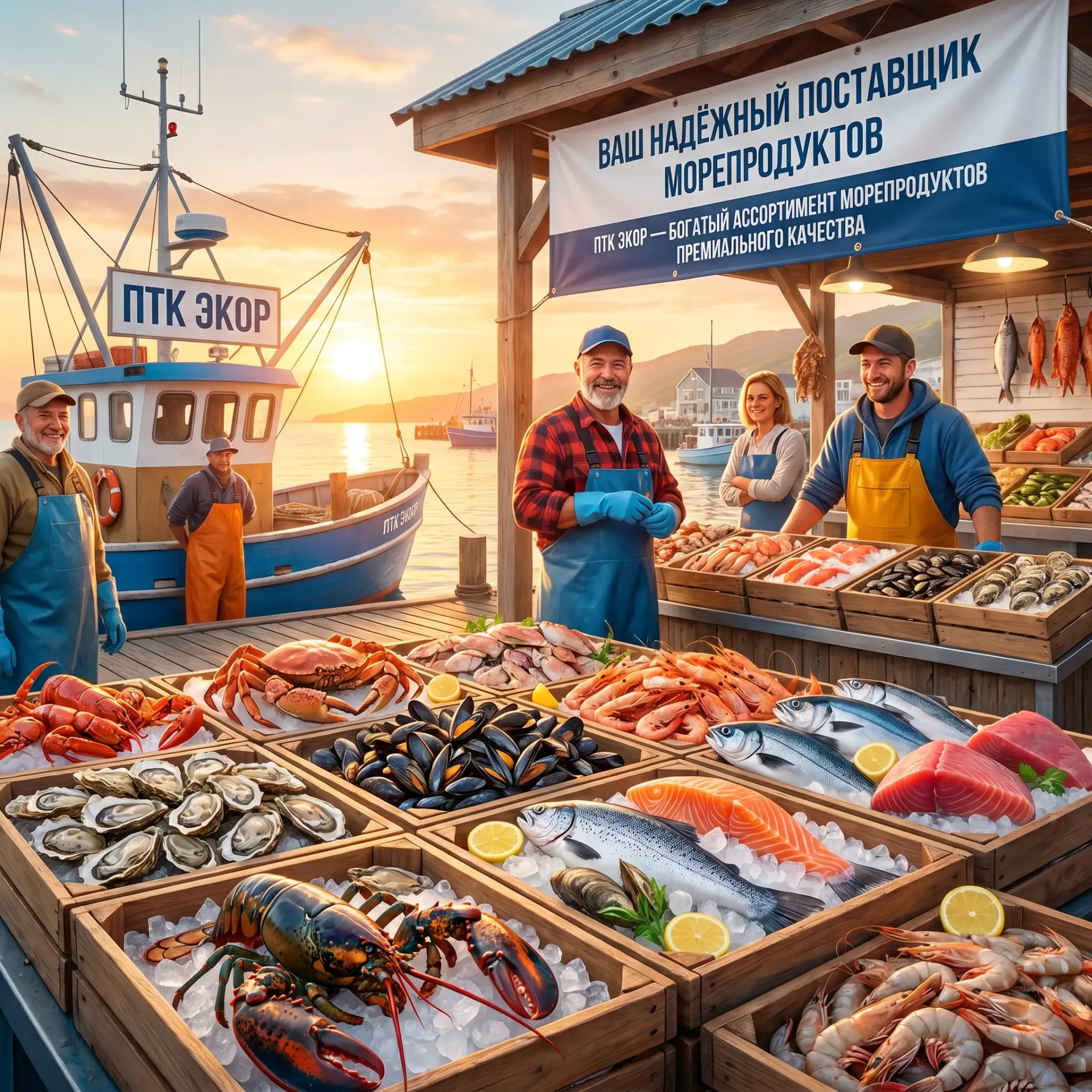 Ваш надёжный поставщик морепродуктов

ПТК Экор предлагает богатый ассортимент морепродуктов премиаль