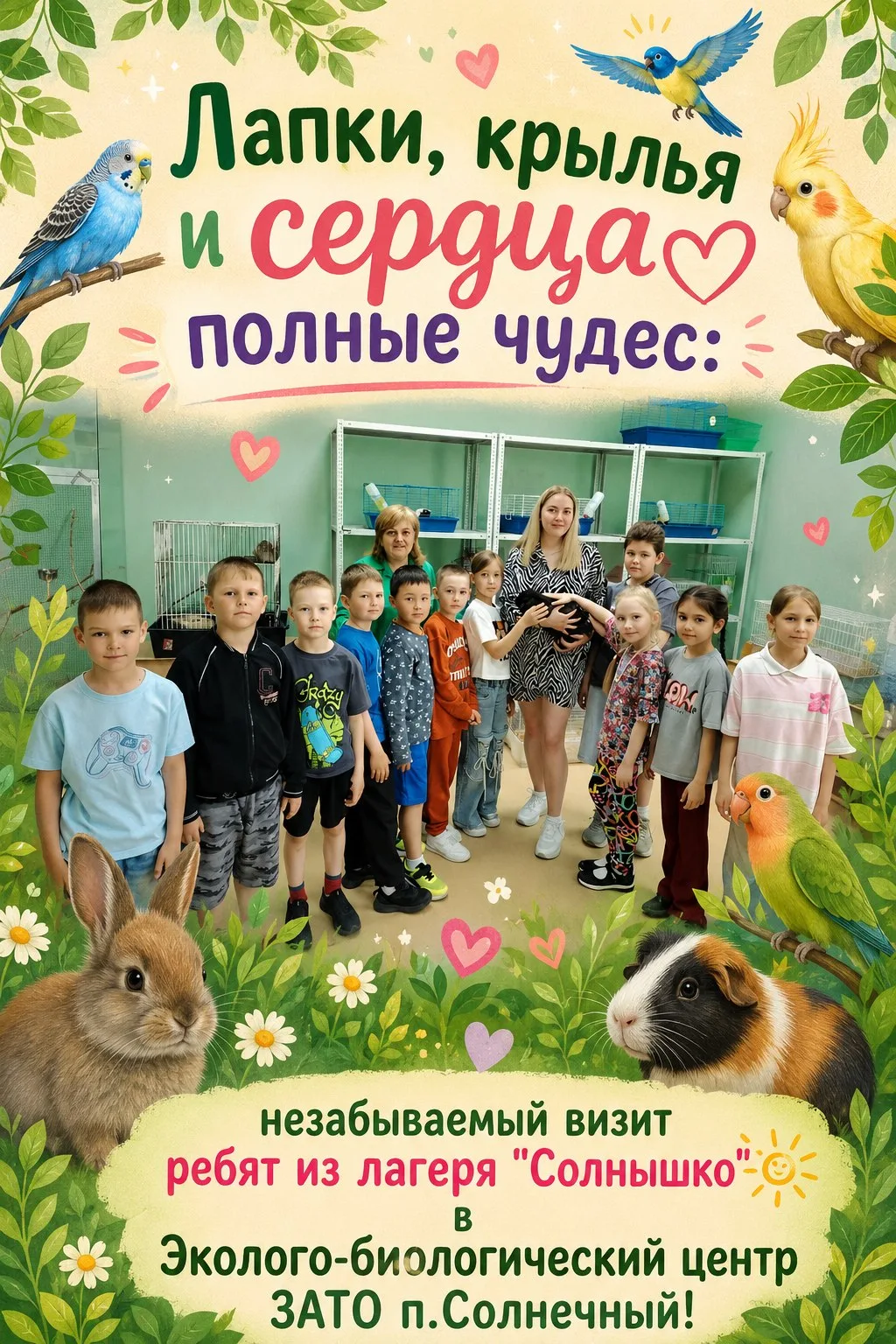 🐾🌿✨ Лапки, крылья и сердца полные чудес: незабываемый визит ребят из лагеря "Солнышко" в Эколого-б