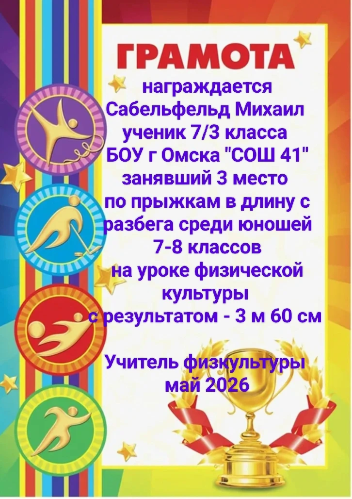 Спортивные достижения наших ребят на уроках физкультуры.