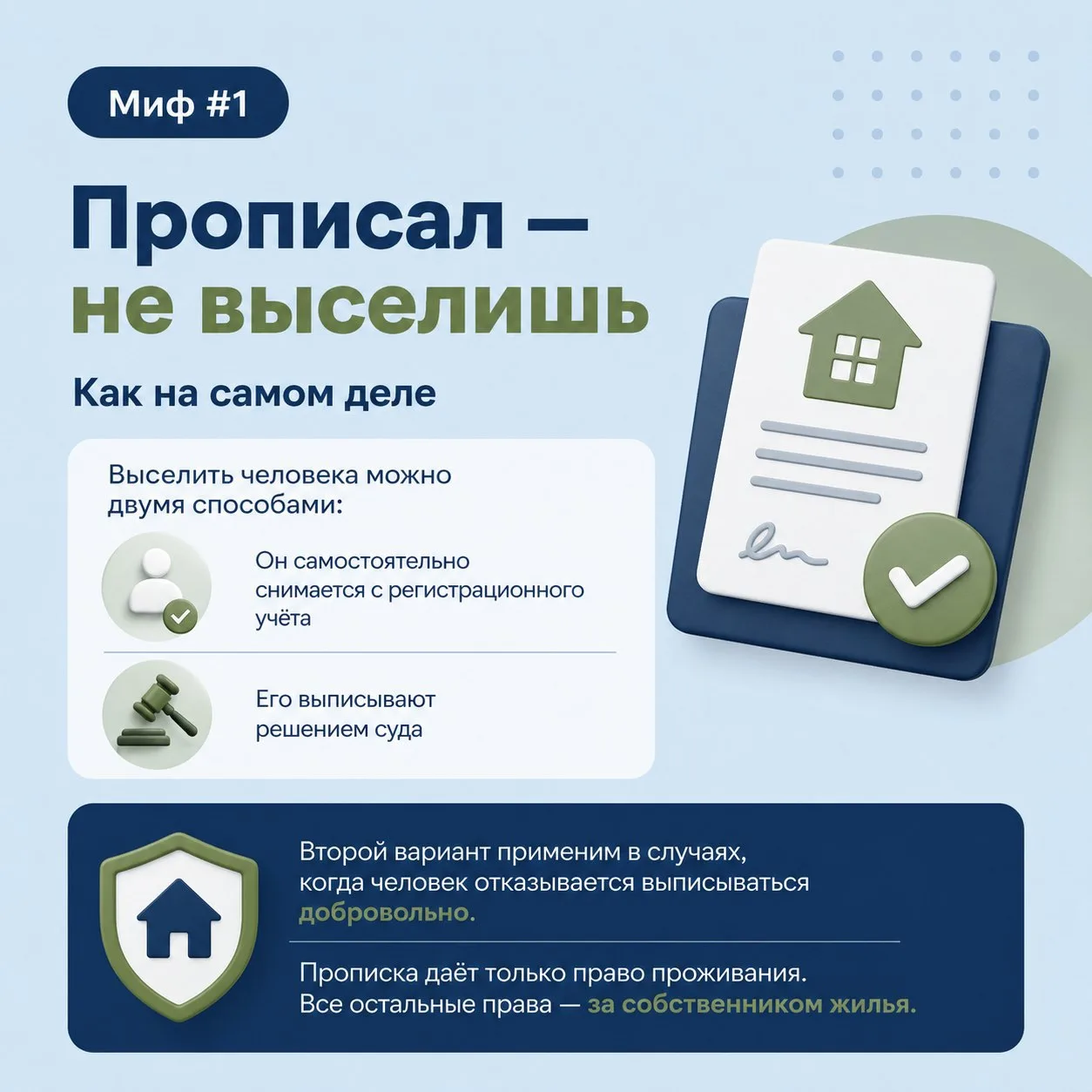 📌 ТОП-5 мифов о прописке в инфокарточках 👆

#полезное #прописка #жилье #местожительства
