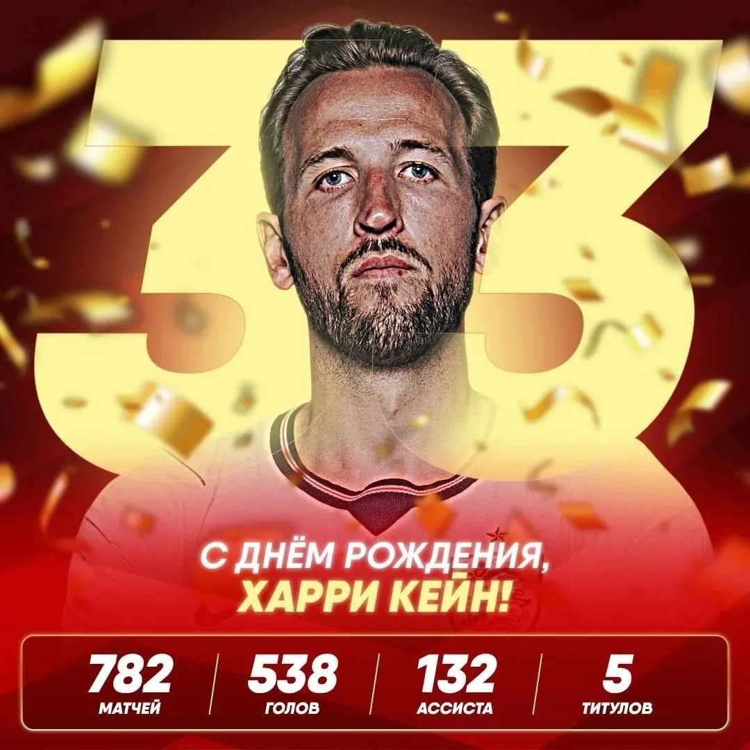 🥳 Сегодня исполняется 33 года Харри Кейну!

🎉 С днём рождения, Харри! Настоящий лидер, выдающийся 