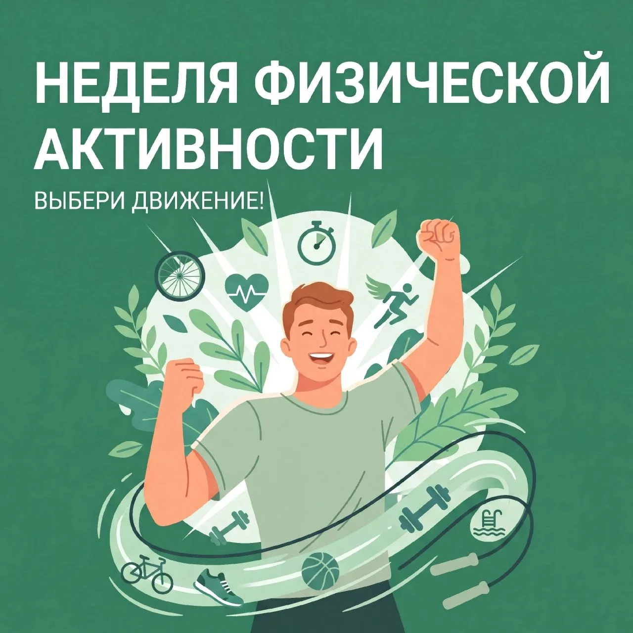 🏃‍♂️ Неделя физической активности: начни двигаться к здоровью уже сегодня! 🌿💪

🗓 С 8 по 14 июня 