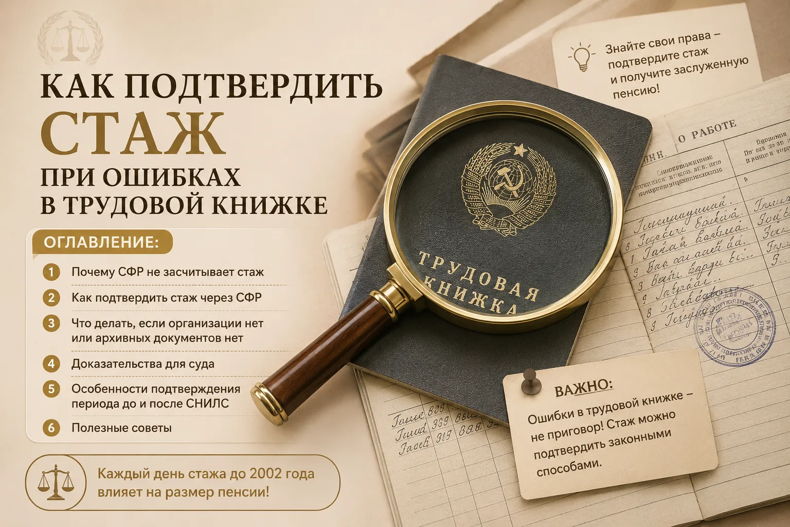 🔎 СФР нашёл ошибку в трудовой книжке и не засчитал стаж? Не спешите сдаваться!

Многие уверены: 
ес