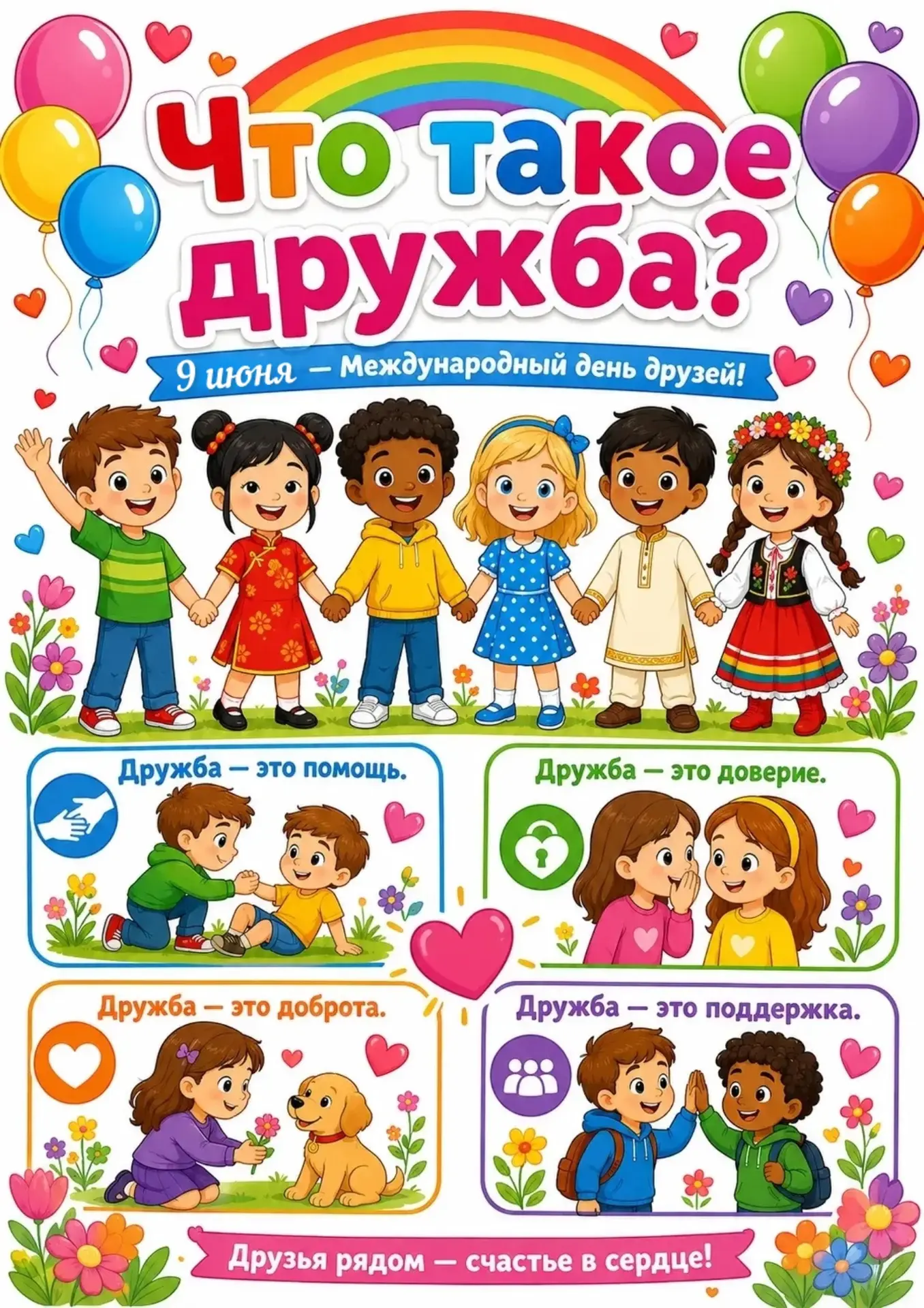 🎉 9 июня — Международный день друзей! 🎉

Этот праздник напоминает нам о ценности дружбы, поддержки
