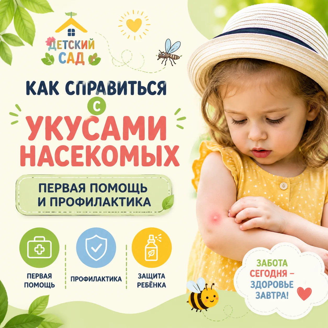 👪 Памятка для родителей: «Как справиться с укусами насекомых: первая помощь и профилактика» 🦟

☀️ 