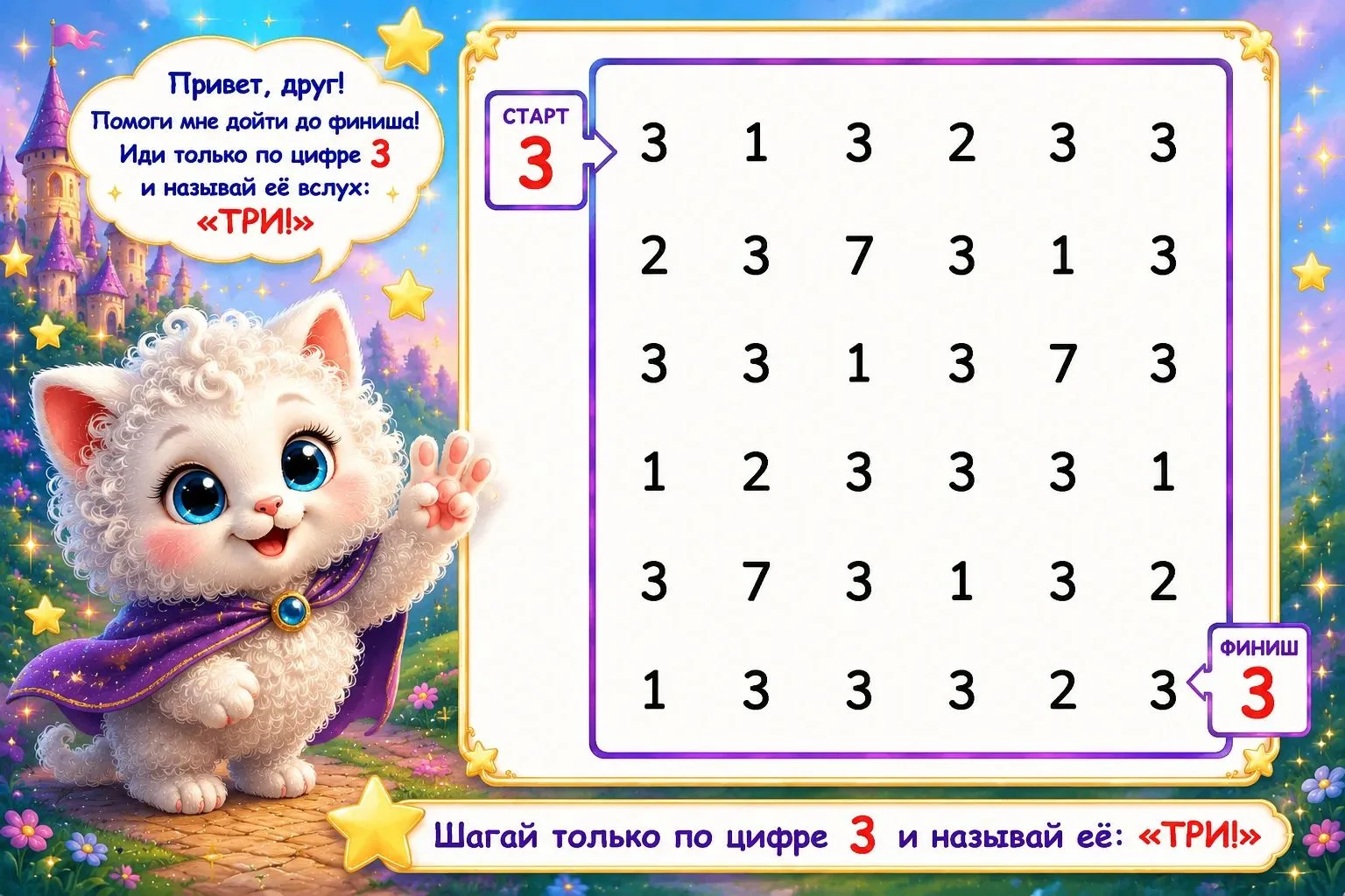 ✨ Зазик и его друзья уже познакомились с цифрами 1, 2, 3 и 4!
Вместе они научились считать до четырё