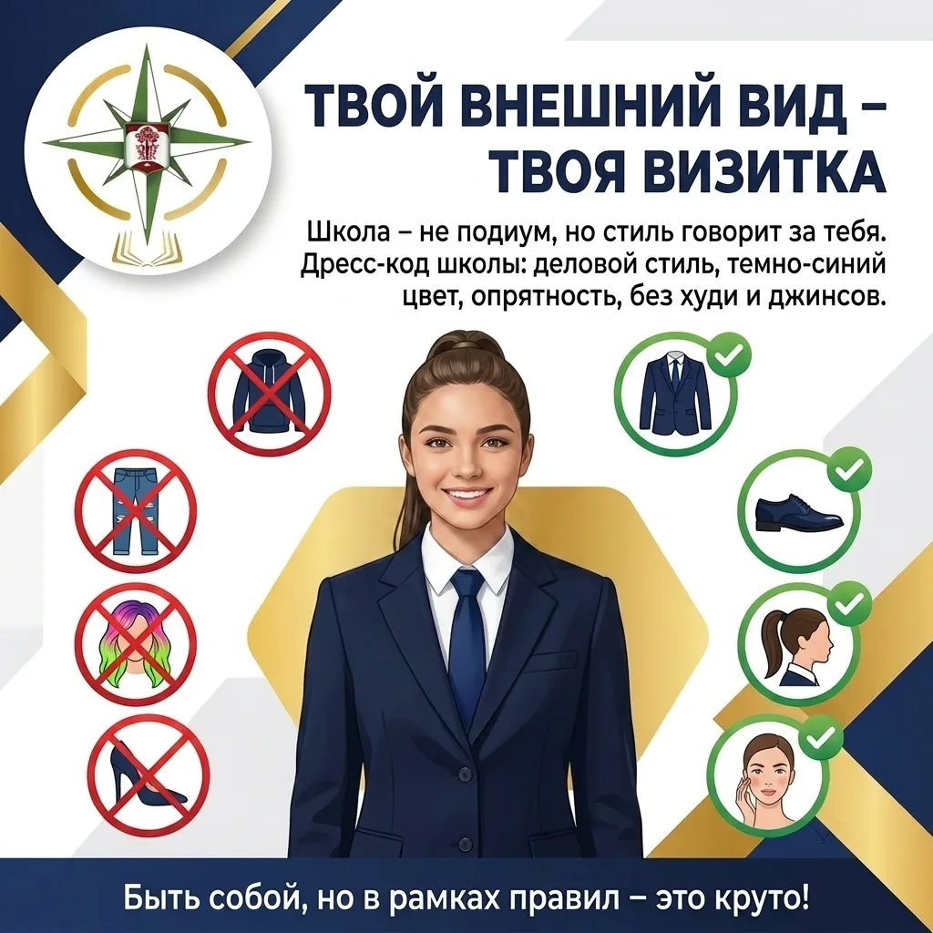 🎒 Привет! Вот две карточки о школьном стиле.
Твой образ — твоя визитка. Худи и джинсы — мимо, тёмно