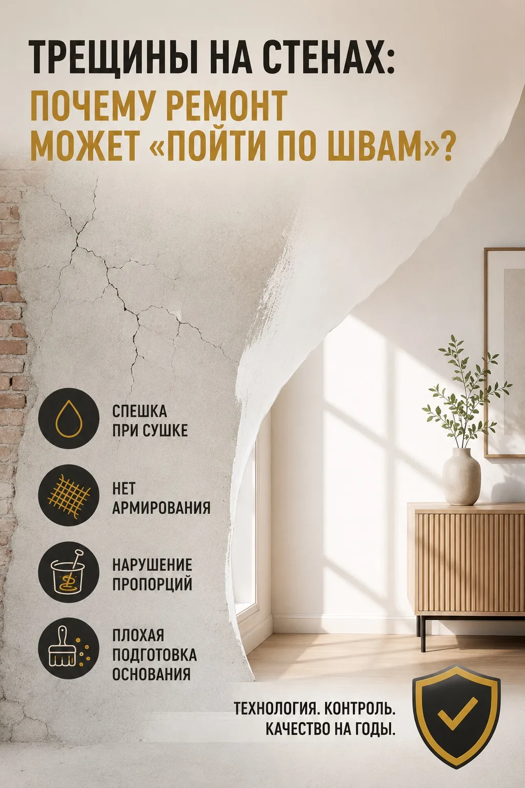 Трещины на стенах: почему ваш идеальный ремонт может «пойти по швам»?

Самый страшный сон заказчика 
