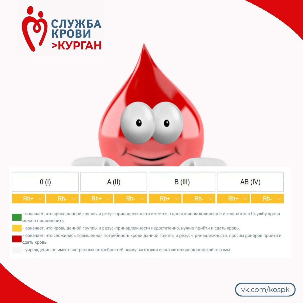 🚦Донорский светофор: актуальные ограничения по группам крови на неделю 22.06.2026 – 26.06.2026 
 
К