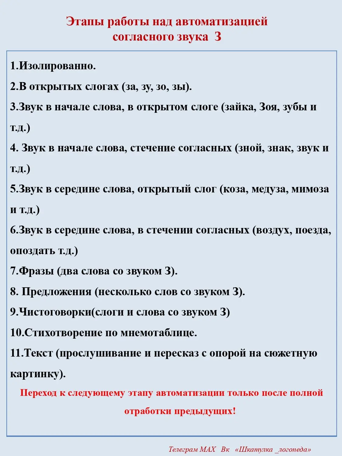 Этапы автоматизации звука З