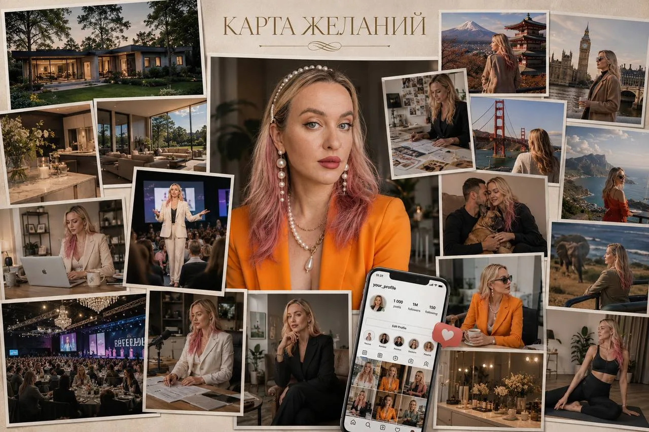 Ну что же) я придумала промпт 🤓

Пробуйте 😎

✨ УНИВЕРСАЛЬНЫЙ ПРОМПТ «КАРТА ЖЕЛАНИЙ»
Создай высокох