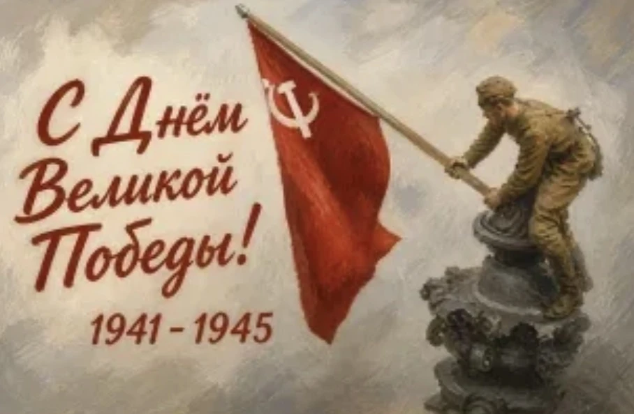 «С Днём Победы! 
Этот праздник — символ несгибаемой воли и любви к Родине. Мы в неоплатном долгу пер