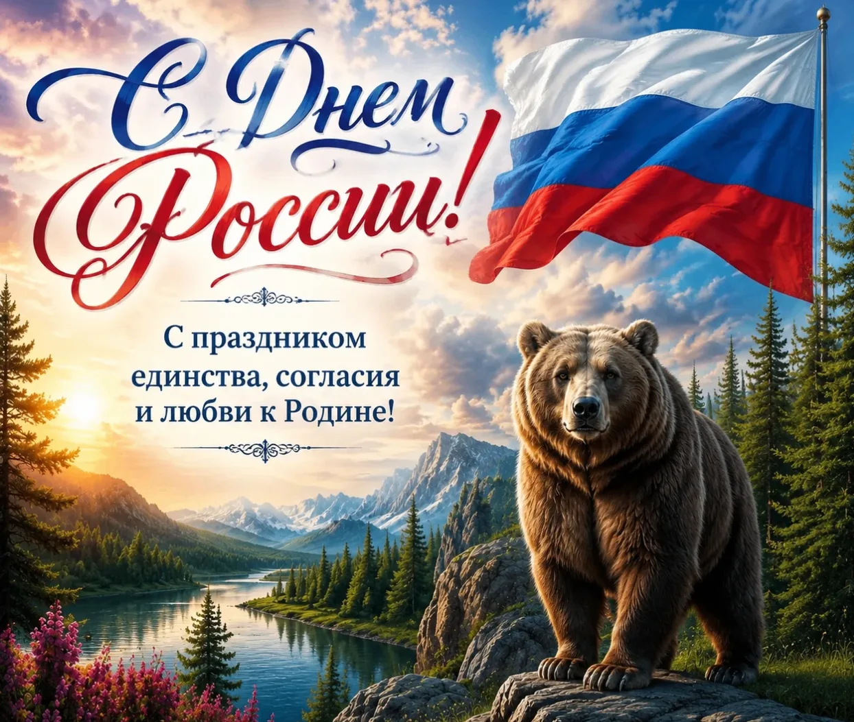 С Днем России!
 
Пусть шум лесов, журчание рек, ароматы цветов подарят ощущение чуда и напомнят, нас
