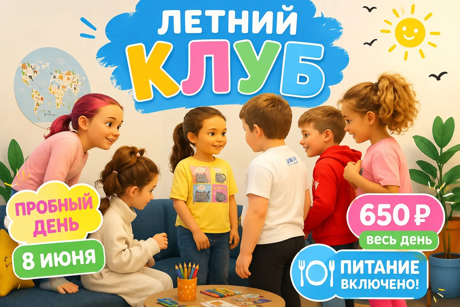 ПРОБНЫЙ ДЕНЬ в летнем клубе!🔥 
*Питание включено
8 июня 8:30-17:30
Верхняя Пышма, Зеленая 1В
Верхня