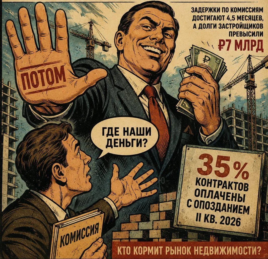 💸 Застройщики начали задерживать выплаты риелторам.

Если в конце 2025 года с опозданием оплачивало