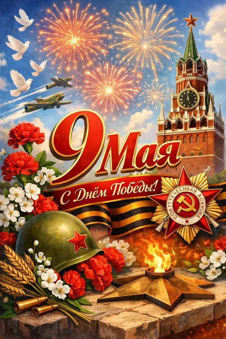 От всего сердца поздравляем  с величайшим праздником – Днем Победы!🎆
 9 Мая – это священная дата, д