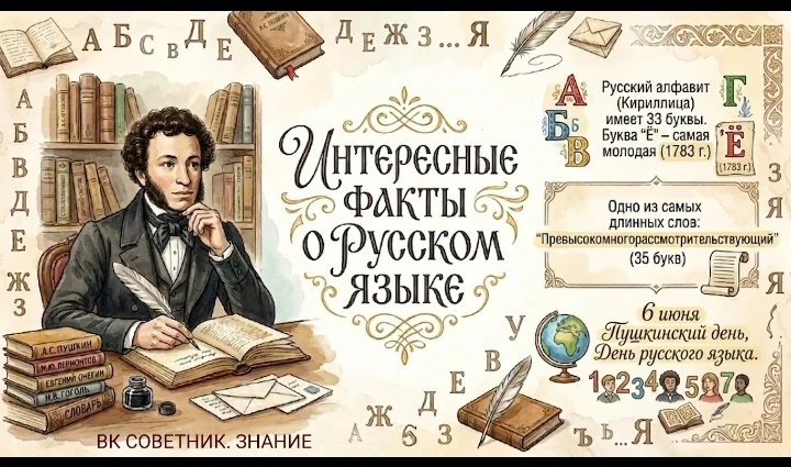 6 июня — День русского языка, Пушкинский день 📚

Интересные фaкты о русском языке

⏩ Большинство сл