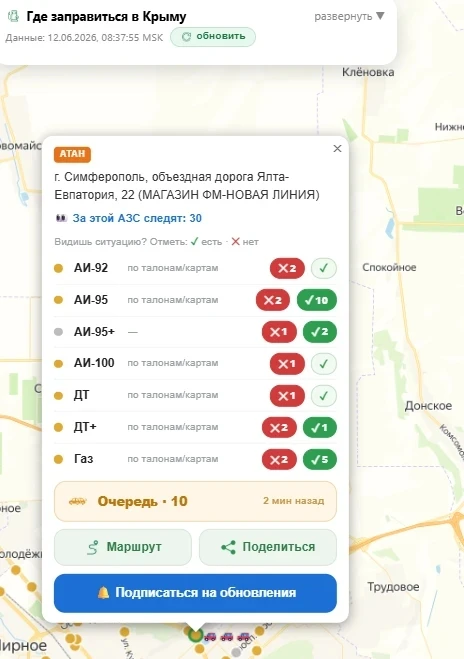 ⛽️ Симферопольцы отмечают наличие топлива и очереди