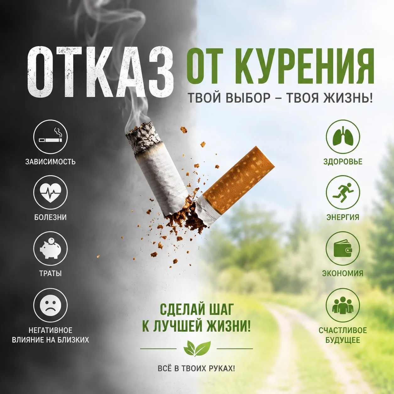🙅Отказ от курения — важный шаг к улучшению здоровья и повышению качества жизни. ‼️Несколько советов