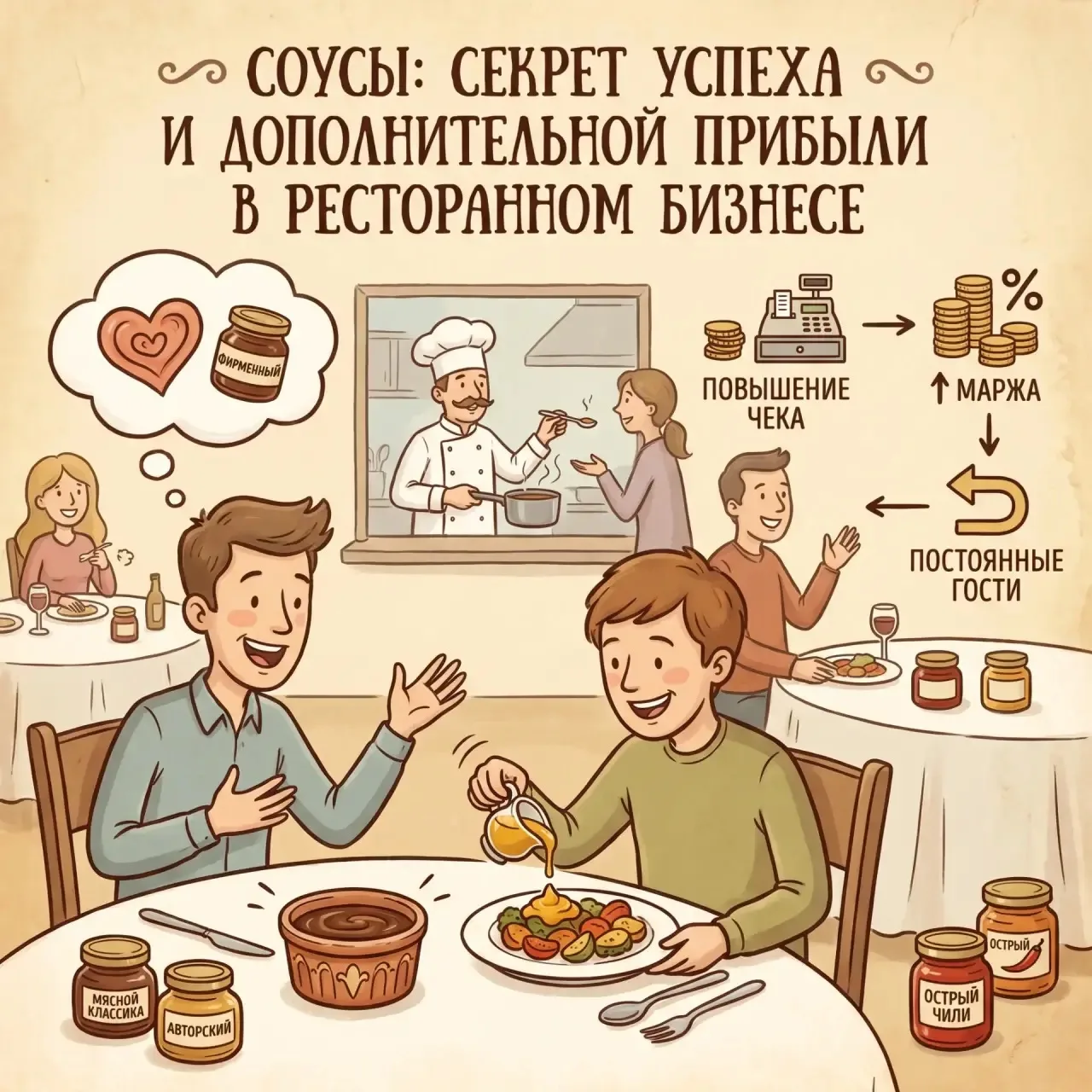 СОУСЫ: СЕКРЕТ УСПЕХА И ДОПОЛНИТЕЛЬНОЙ ПРИБЫЛИ В РЕСТОРАННОМ БИЗНЕСЕ

Многие гости возвращаются в рес