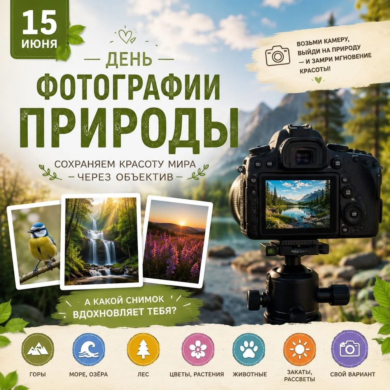 🌿 15 июня — День фотографии природы! 🌿

Сегодня особенный день — мы отмечаем День фотографии приро