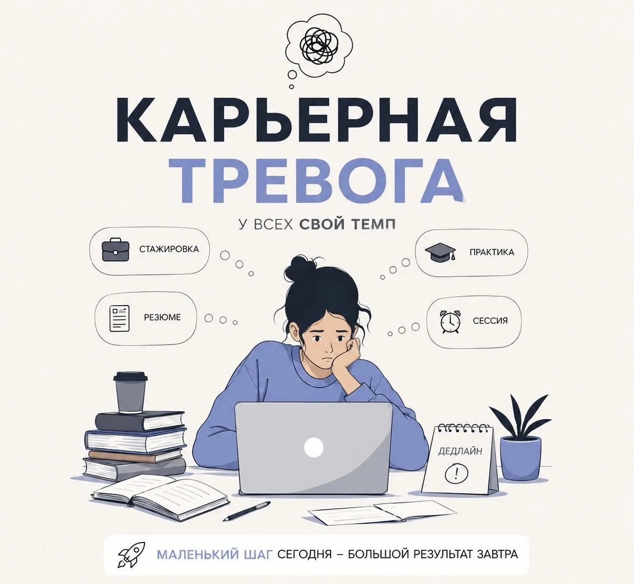 😶‍🌫️Карьерная тревога

Иногда кажется, что все вокруг уже строят карьеру,

а ты просто пытаешься в