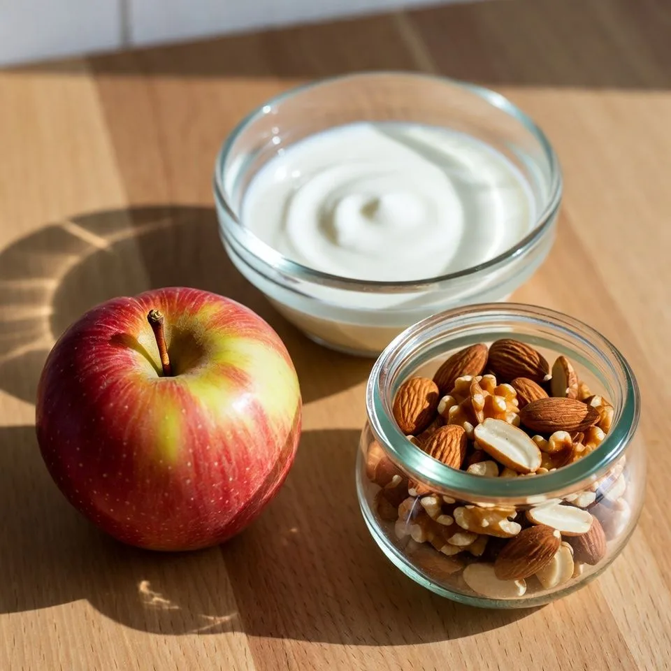 Перекус, который не мешает форме 🍏
Простая комбинация: яблоко + небольшая горсть орехов или йогурт.