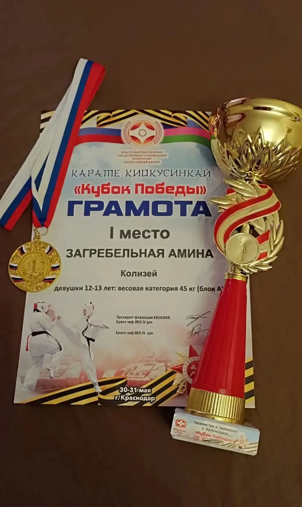 ✨Ученица 6 «А» класса  Загребельная Амины заняла заслуженное первое место в соревнованиях по карате 