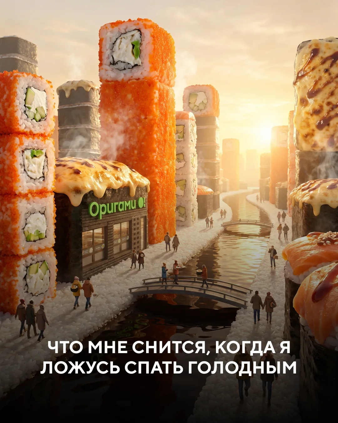 🌃 А что если бы наш город выглядел вот так?

Представьте — вместо небоскрёбов ваши любимые роллы, в