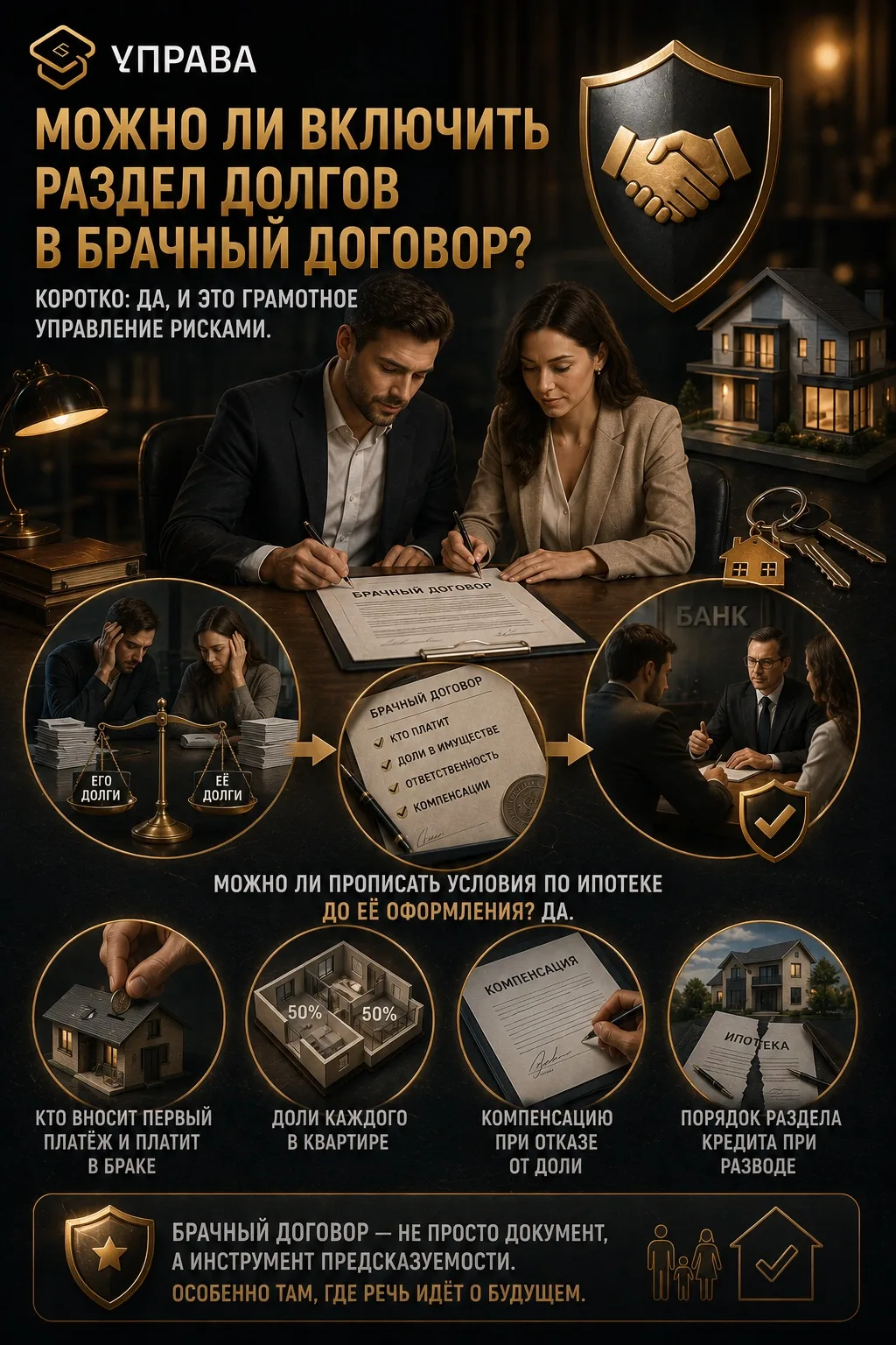 Можно ли включить раздел долгов в брачный договор? 🤝

Коротко: да, и это грамотное управление риска