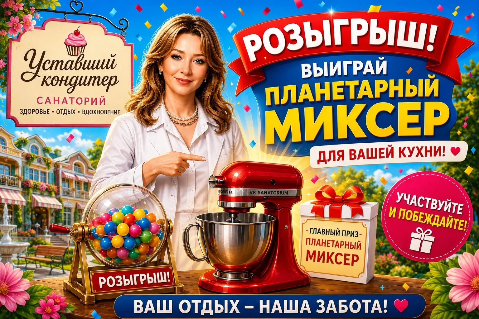 🎁 Кто получит ПЛАНЕТАРНЫЙ МИКСЕР?

Представьте: вы отдыхаете, возитесь на огороде, уезжаете в отпус