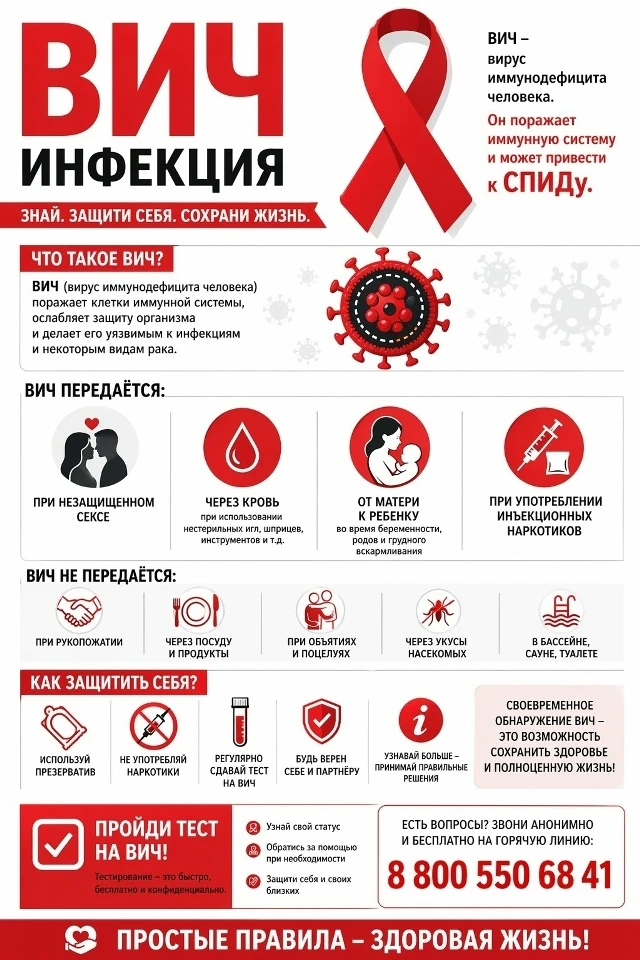ВИЧ-инфекция — это болезнь, которую вызывает вирус. Он может ослаблять защиту организма, поэтому важ