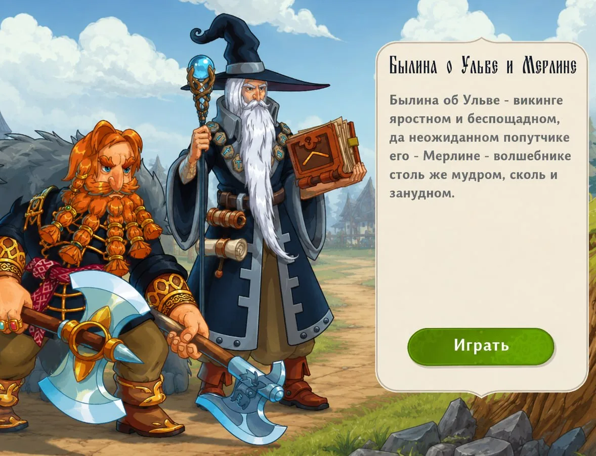 Новое обновление поспело!

История поведает нам о легендарном волшебнике Мерлине и беспощадном викин